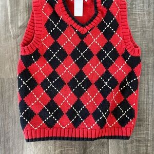 Janie and Jack Red and Black Sweater Vest